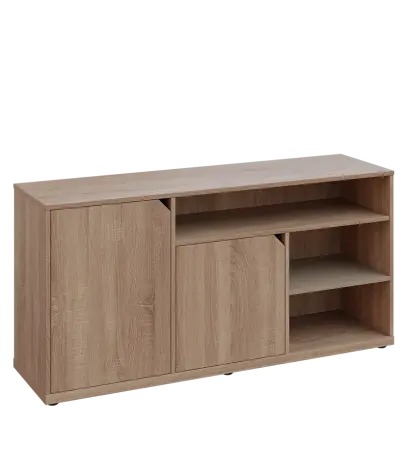 KU2-15DN3 L skříňka nízká 2-dveřová, nika, 740x1522x400, provedení levé, korpus a dvířka dub bardolino/police latte